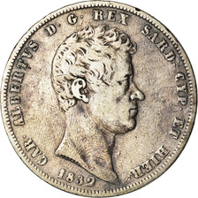 Coin, ITALIAN STATES, SARDINIA, Carlo Alberto, 5 Lire, 1832, Genoa, VF(30-35)