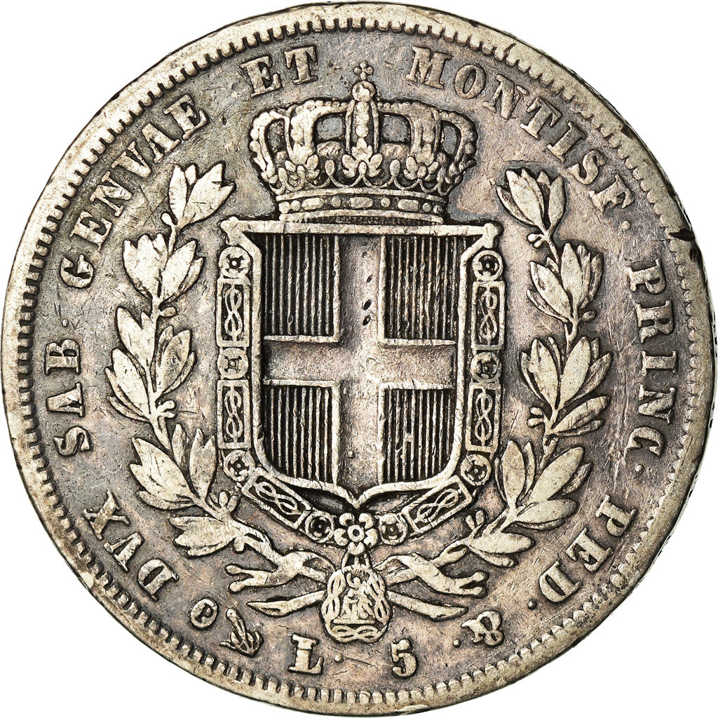 Coin, ITALIAN STATES, SARDINIA, Carlo Alberto, 5 Lire, 1832, Genoa, VF(30-35)