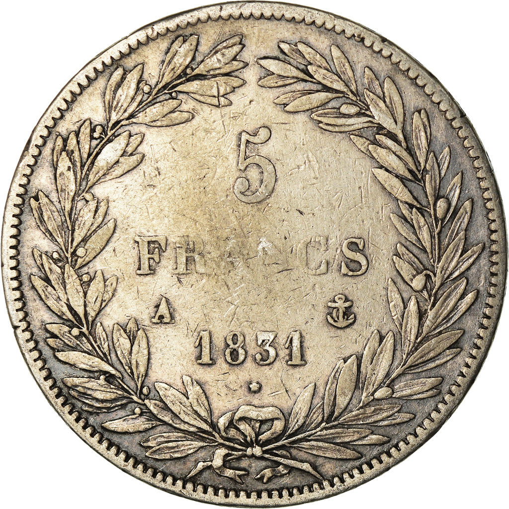 Coin, France, Louis-Philippe, 5 Francs, 1831, Paris, VF(30-35), Silver