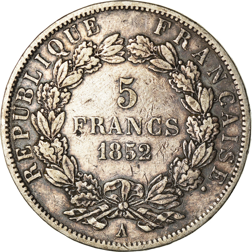 Münze, Frankreich, Napoléon III, 5 Francs, 1852, Paris, S+, Silber, KM:773.1