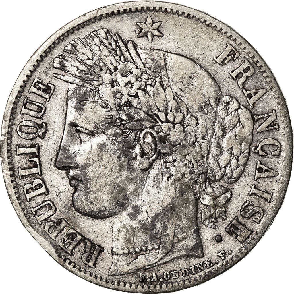 Coin, France, Cérès, 5 Francs, 1849, Strasbourg, VF(20-25), Silver, KM:761.2