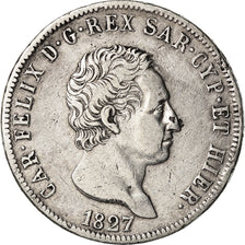 Moneta, DEPARTAMENTY WŁOSKIE, SARDINIA, Carlo Felice, 5 Lire, 1827, Genoa