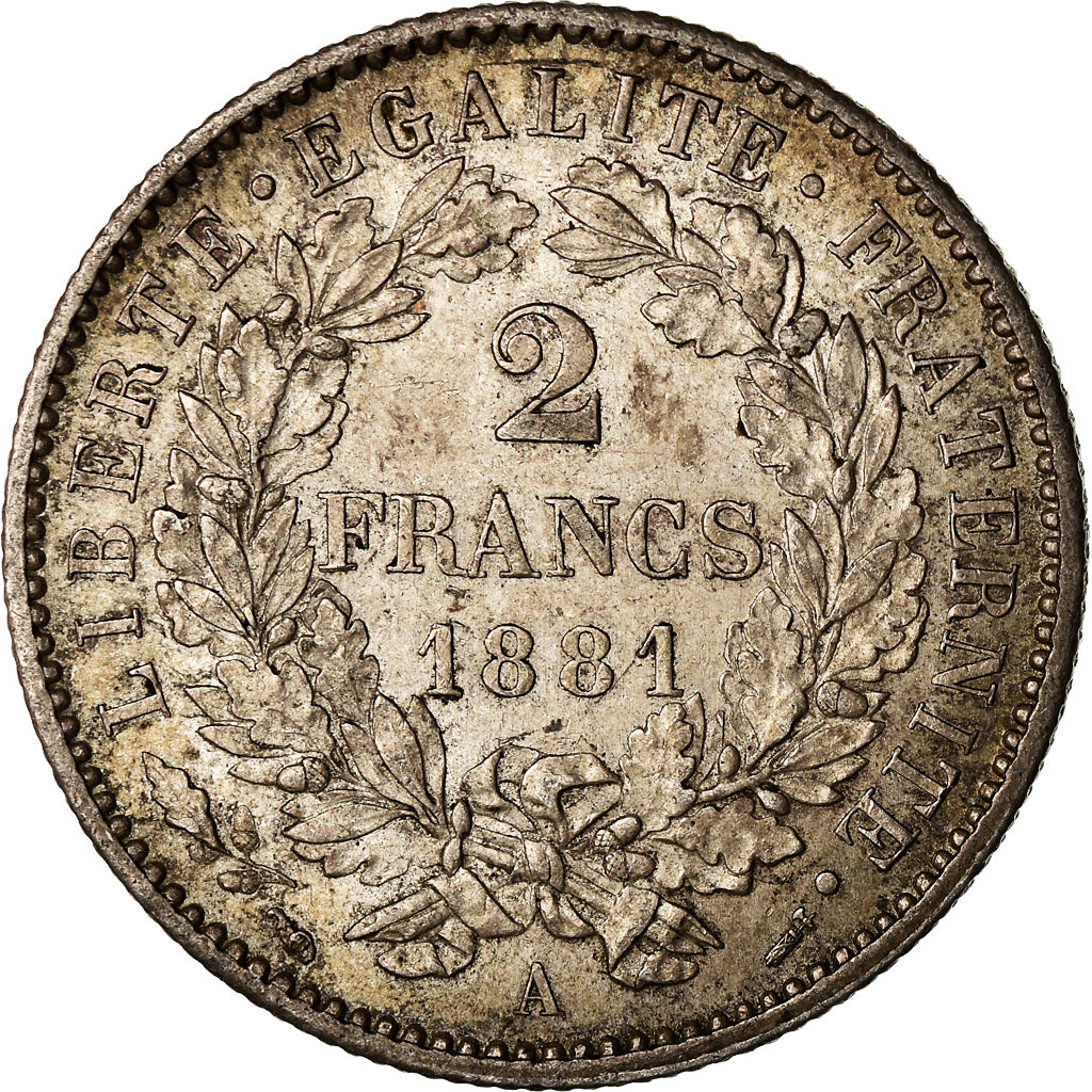 Coin, France, Cérès, 2 Francs, 1881, Paris, AU(50-53), Silver, KM:817.1