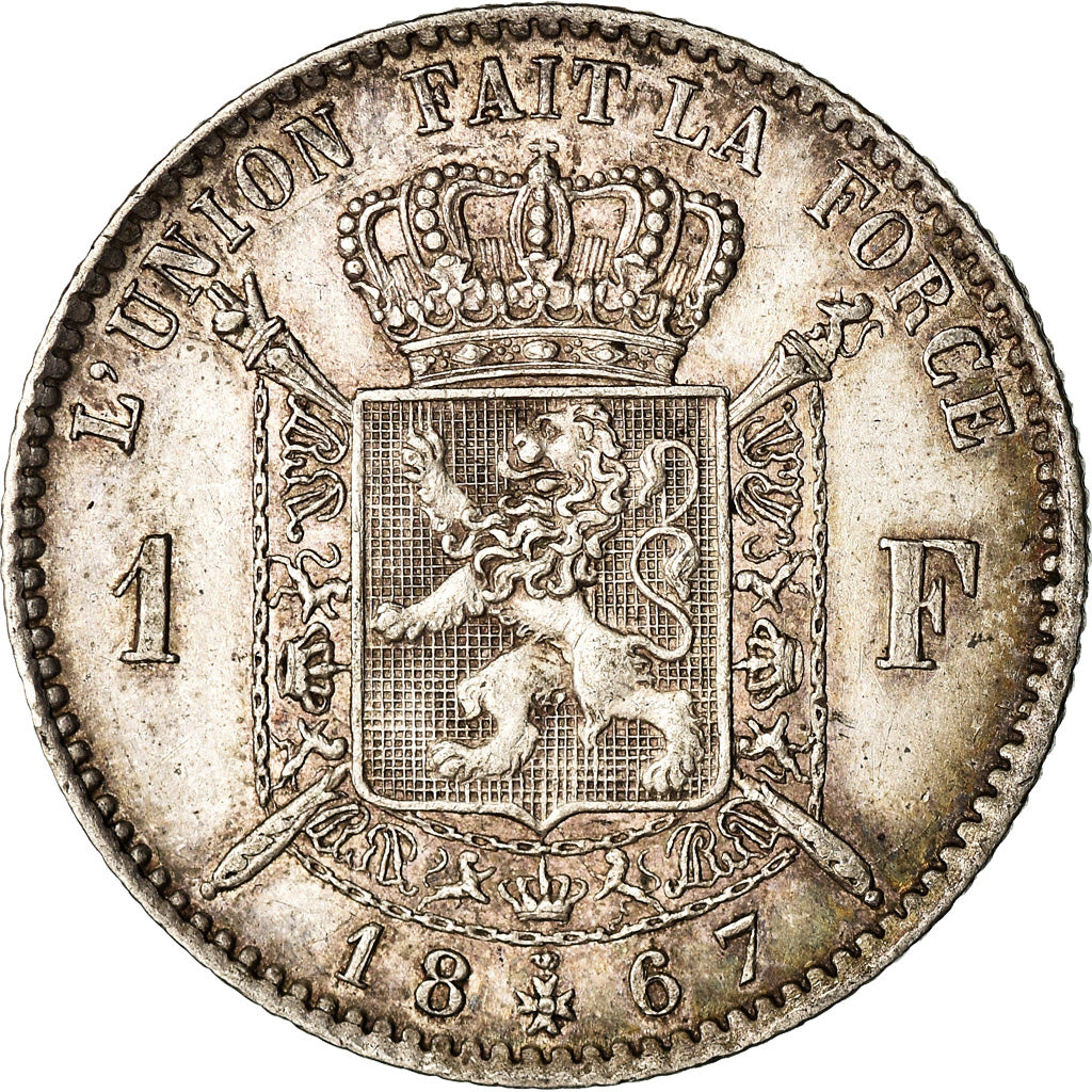 Coin, Belgium, Leopold II, Franc, 1867, AU(50-53), Silver, KM:28.1