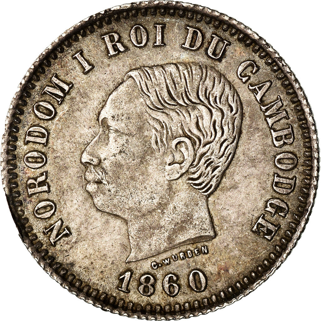Coin, Cambodia, Norodom I, Franc, 1860, Paris, EF(40-45), Silver, KM:M6