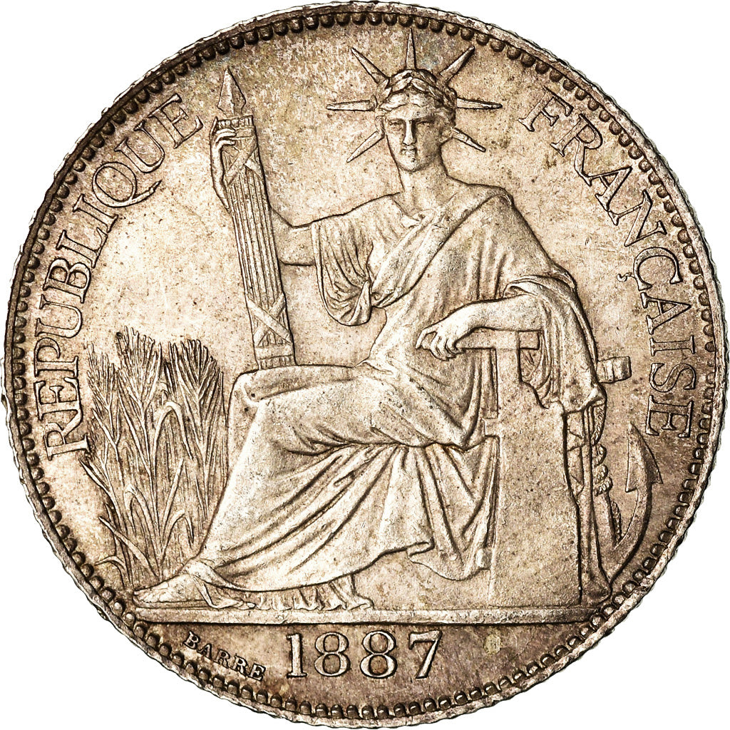 Münze, FRENCH INDO-CHINA, 20 Cents, 1887, Paris, VZ, Silber, KM:3, Lecompte:189