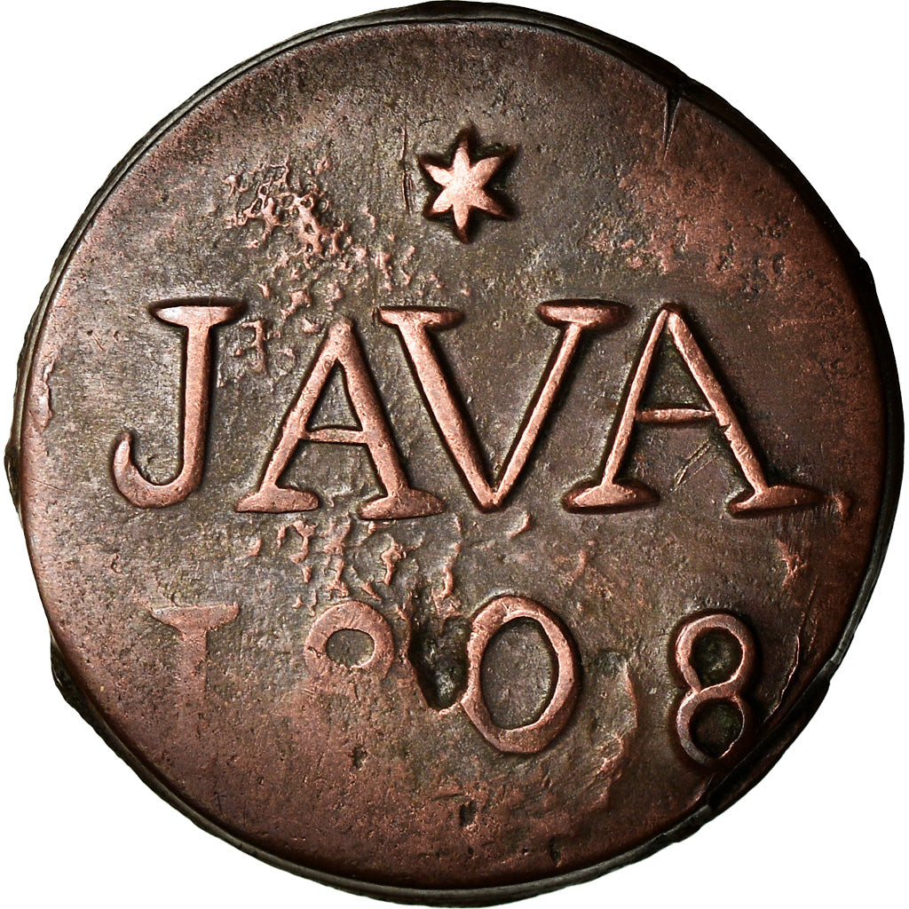Moneda, INDIAS ORIENTALES HOLANDESAS, JAVA, Duit, 1808, Surabaya, BC+, Cobre