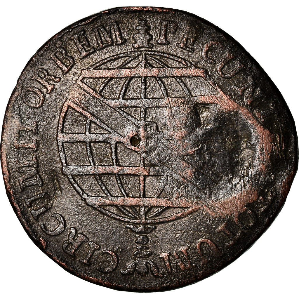 Coin, Brazil, 20 Reis, 1812, Bahia, Countermarked, VF(30-35), Copper, KM:431.2