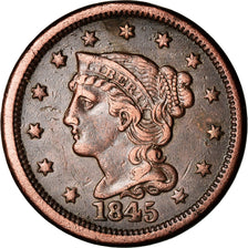 Coin, United States, Braided Hair Cent, Cent, 1845, U.S. Mint, Philadelphia