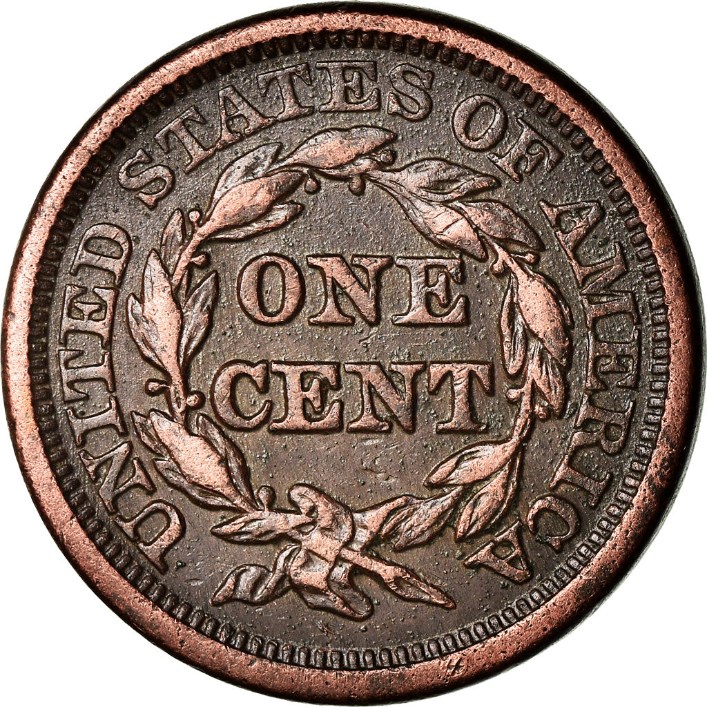 Coin, United States, Braided Hair Cent, Cent, 1845, U.S. Mint, Philadelphia