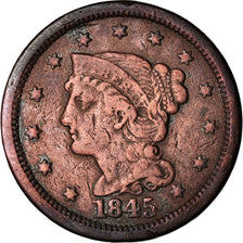 Coin, United States, Braided Hair Cent, Cent, 1845, U.S. Mint, Philadelphia
