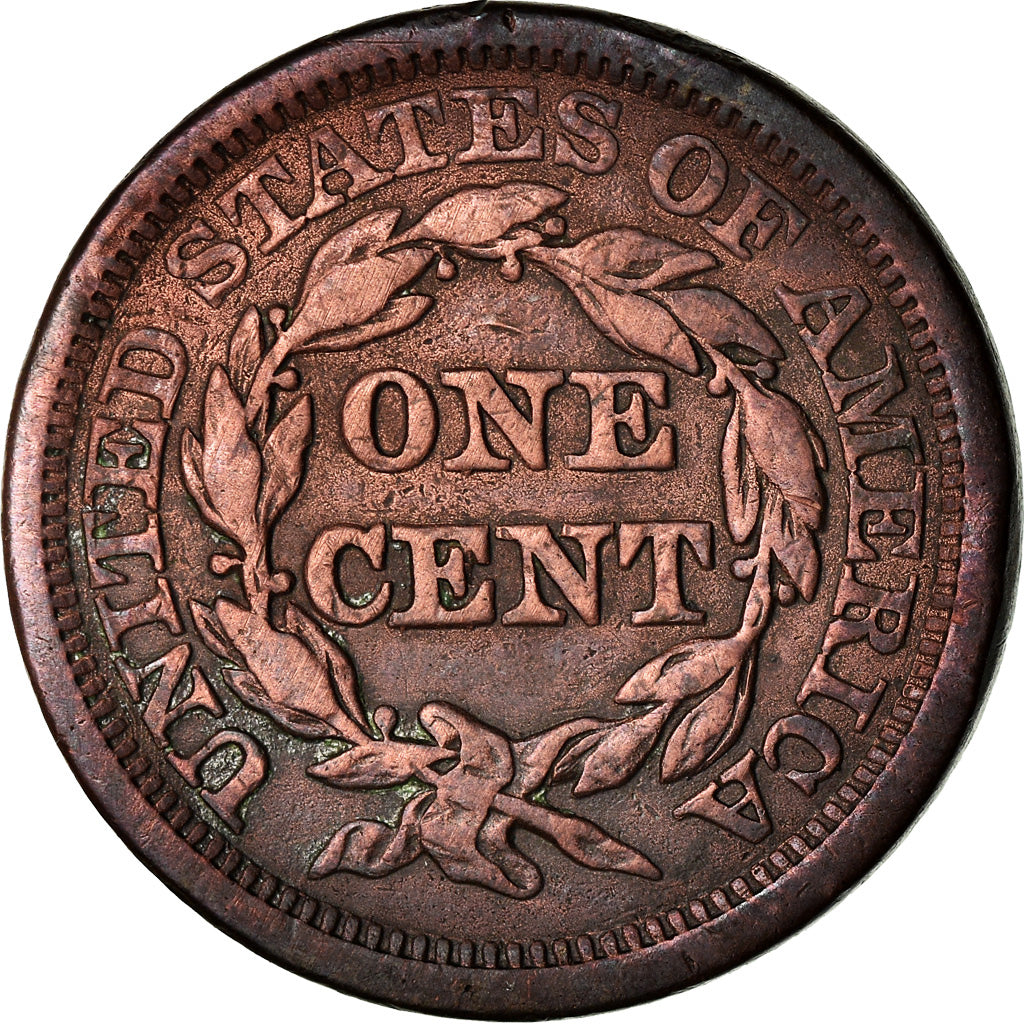 Coin, United States, Braided Hair Cent, Cent, 1845, U.S. Mint, Philadelphia
