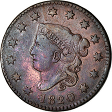 Coin, United States, Coronet Cent, Cent, 1820, U.S. Mint, VF(30-35), Copper