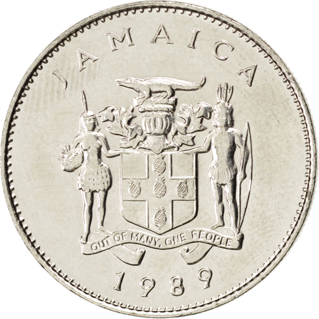 JAMAICA, 10 Cents, 1989, Franklin Mint, KM #47, MS(63), Copper-Nickel, 23.6,...