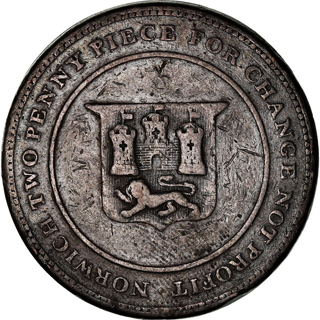 Moneta, Gran Bretagna, Norfolk, Robt, Two Penny Token, 1811, Norwich, MB+, Rame