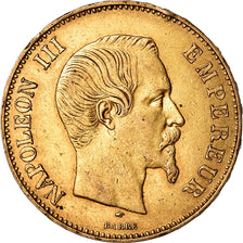 Moneta, Francia, Napoleon III, 100 Francs, 1857, Paris, MB+, Oro, KM:786.1
