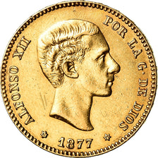 Moneda, España, Alfonso XII, 25 Pesetas, 1877, Madrid, MBC+, Oro, KM:673