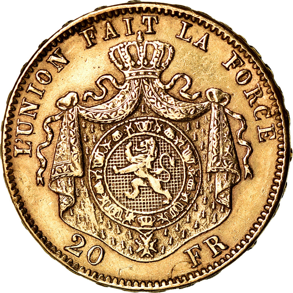 Coin, Belgium, Leopold II, 20 Francs, 20 Frank, 1876, EF(40-45), Gold, KM:37