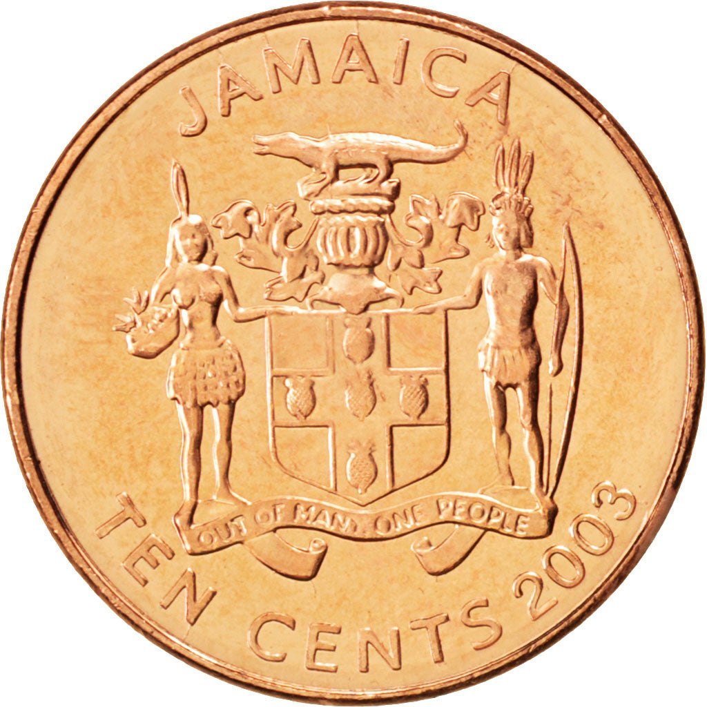 JAMAICA, 10 Cents, 2003, British Royal Mint, KM #146.2, MS(63), Copper Plated...