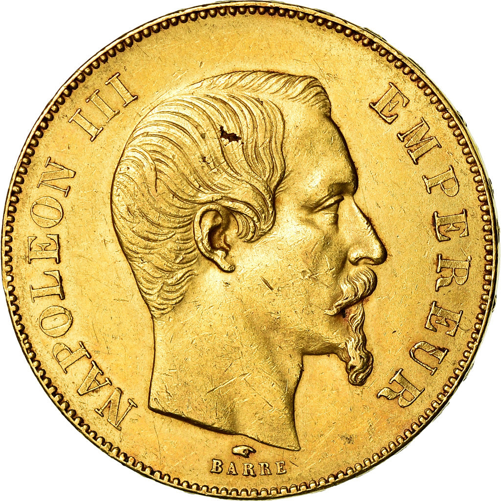 Moneda, Francia, Napoleon III, Napoléon III, 50 Francs, 1857, Paris, MBC+, Oro