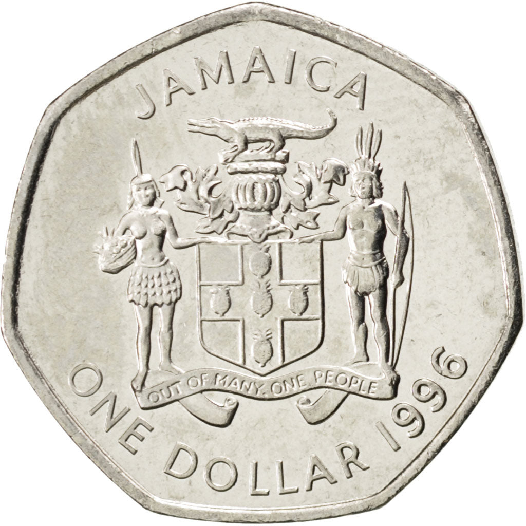 JAMAICA, Dollar, 1996, British Royal Mint, KM #164, MS(63), Nickel Plated...