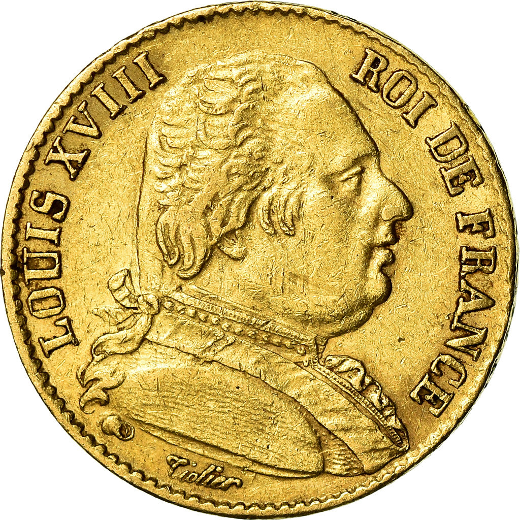 Moneta, Francja, Louis XVIII, 20 Francs, 1814, Paris, EF(40-45)