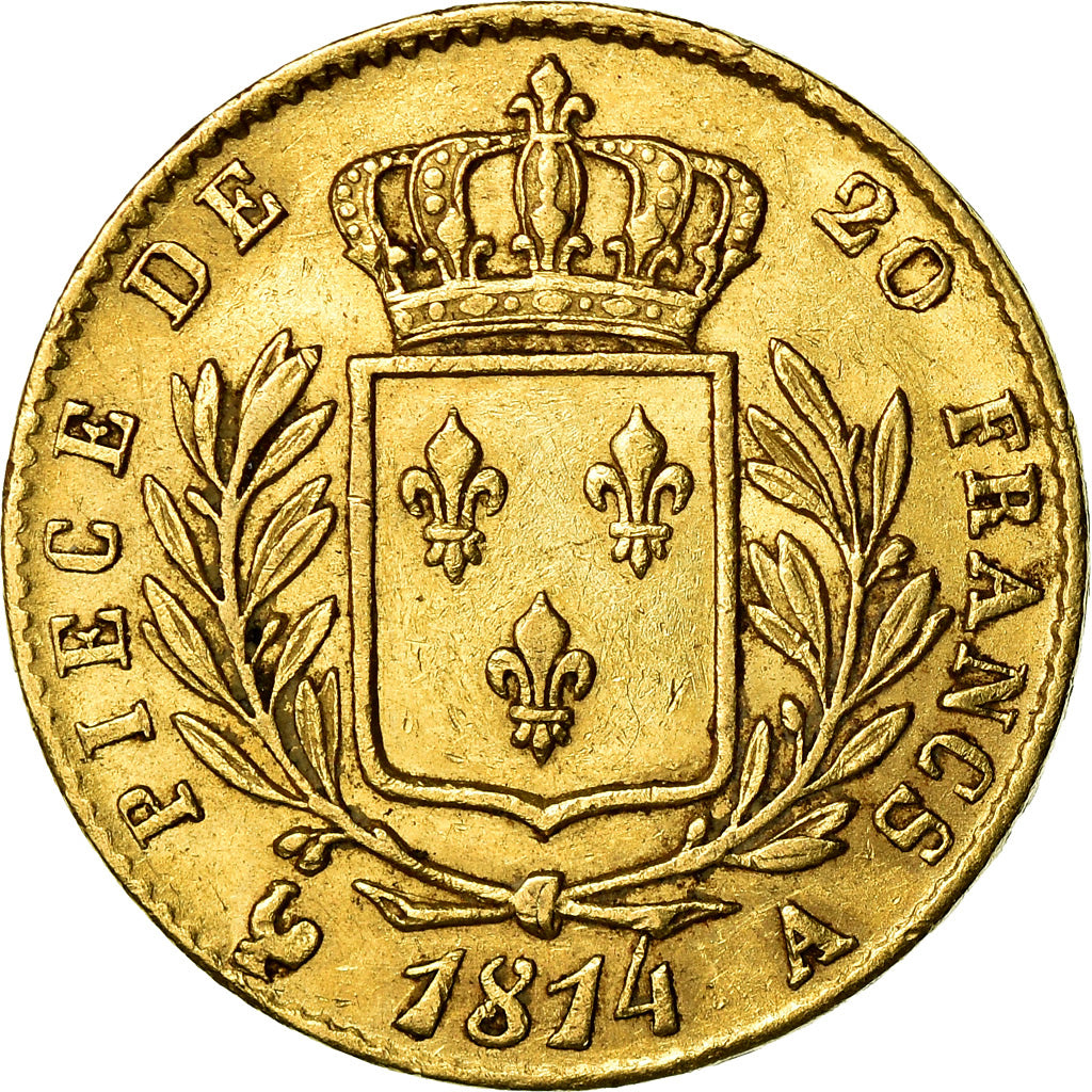 Moneta, Francja, Louis XVIII, 20 Francs, 1814, Paris, EF(40-45)