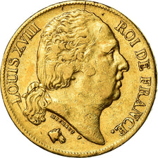 Moneda, Francia, Louis XVIII, Louis XVIII, 20 Francs, 1819, Paris, MBC, Oro