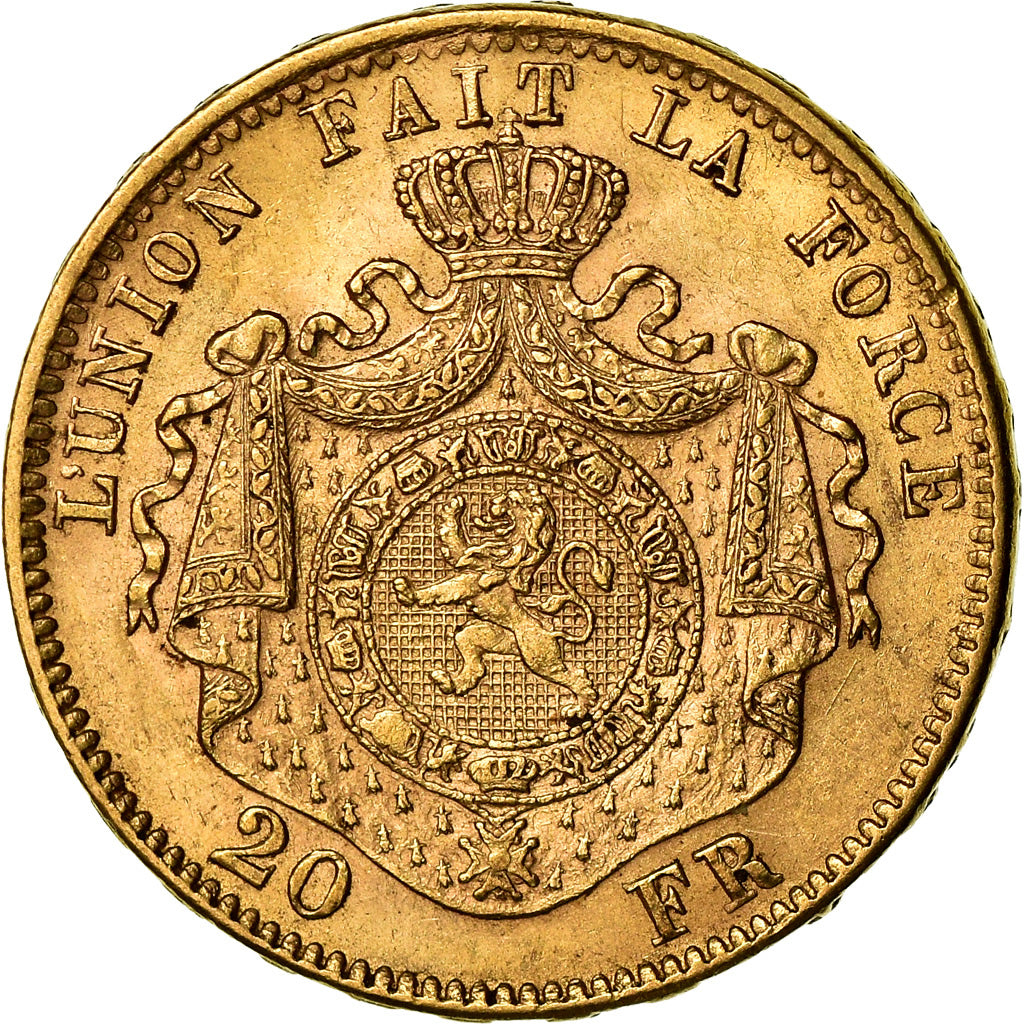 Coin, Belgium, Leopold II, 20 Francs, 20 Frank, 1870, AU(50-53), Gold, KM:32