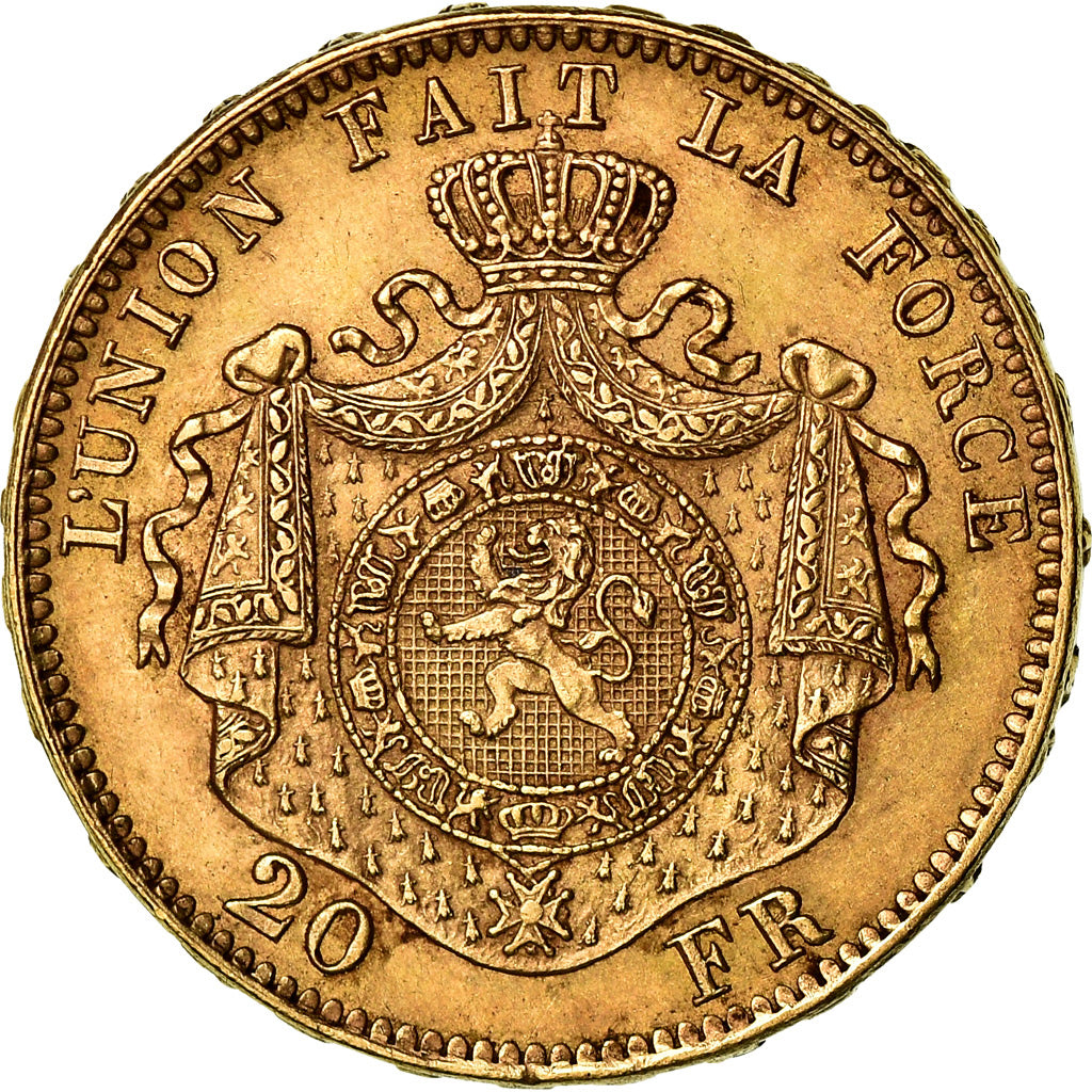 Coin, Belgium, Leopold II, 20 Francs, 20 Frank, 1875, AU(50-53), Gold, KM:37