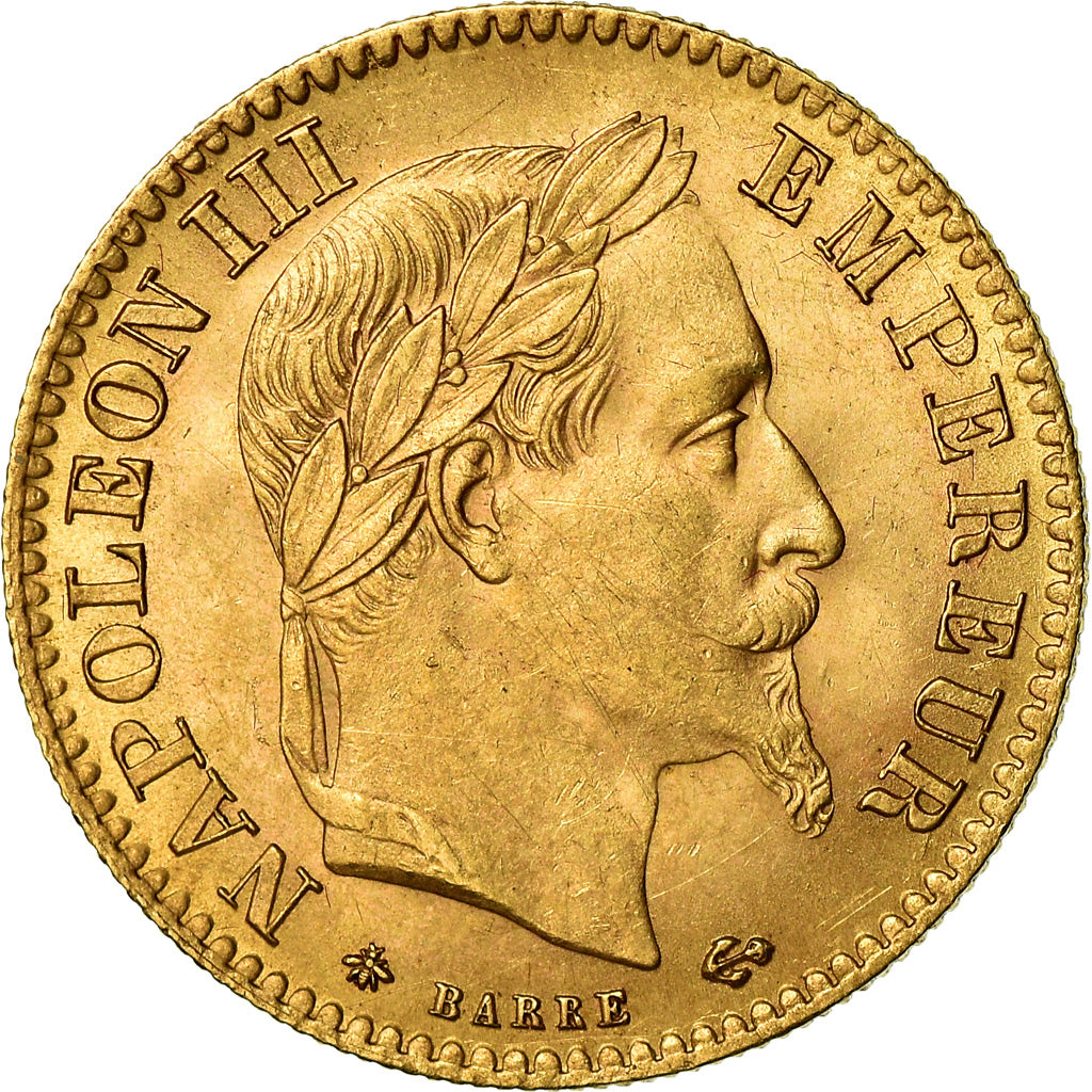 Moneda, Francia, Napoleon III, Napoléon III, 10 Francs, 1867, Paris, MBC+, Oro