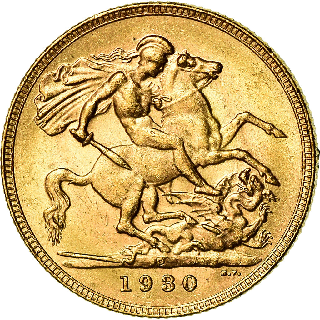 Coin, Australia, George V, Sovereign, 1930, Perth, MS(60-62), Gold, KM:32