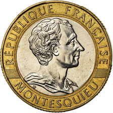 Münze, Frankreich, Montesquieu, 10 Francs, 1989, UNZ, Bi-Metallic, KM:969