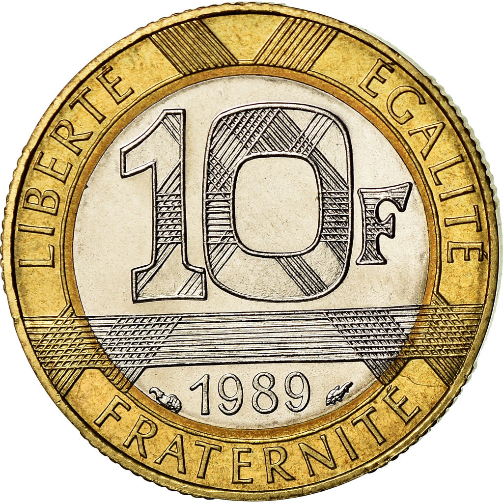 Münze, Frankreich, Montesquieu, 10 Francs, 1989, UNZ, Bi-Metallic, KM:969