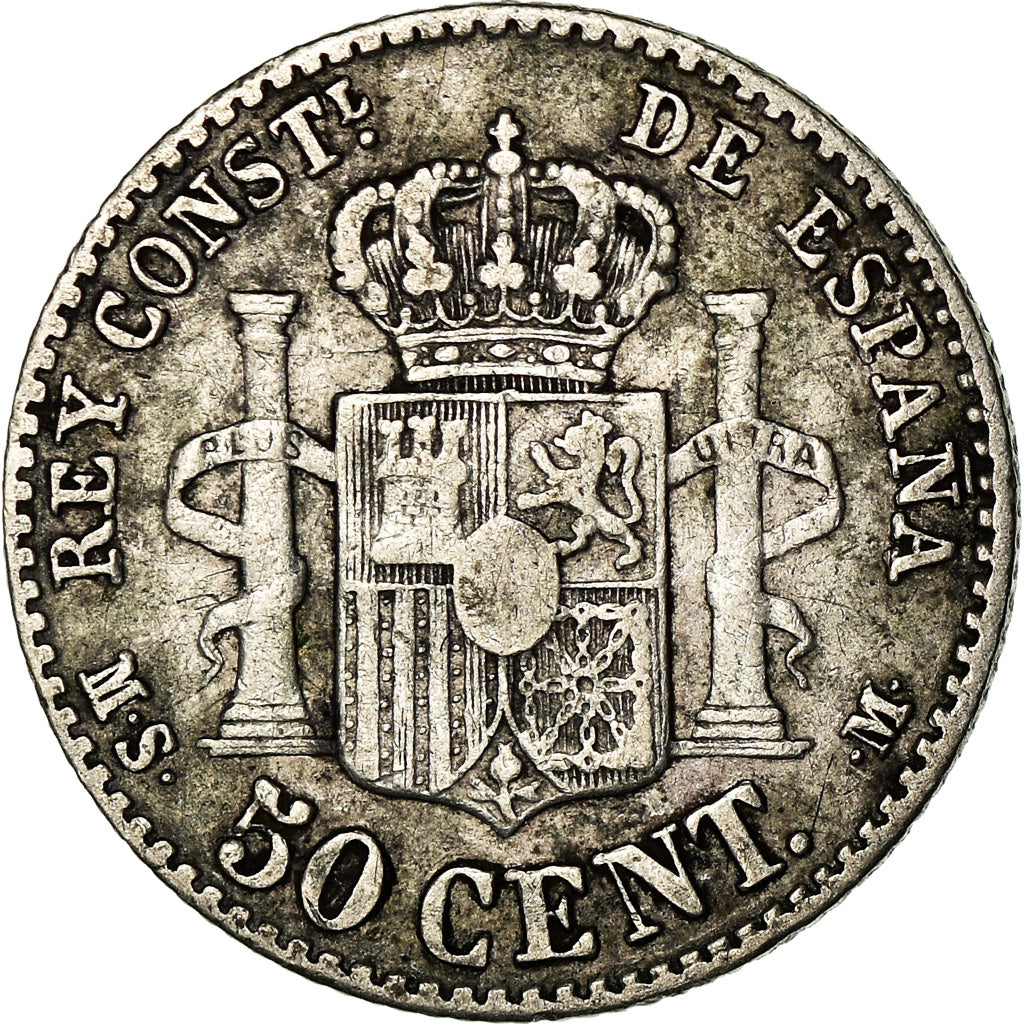 Coin, Spain, Alfonso XII, 50 Centimos, 1880, Madrid, EF(40-45), Silver, KM:685