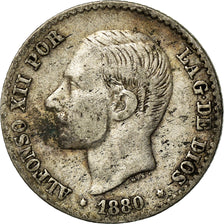 Coin, Spain, Alfonso XII, 50 Centimos, 1880, Madrid, EF(40-45), Silver, KM:685