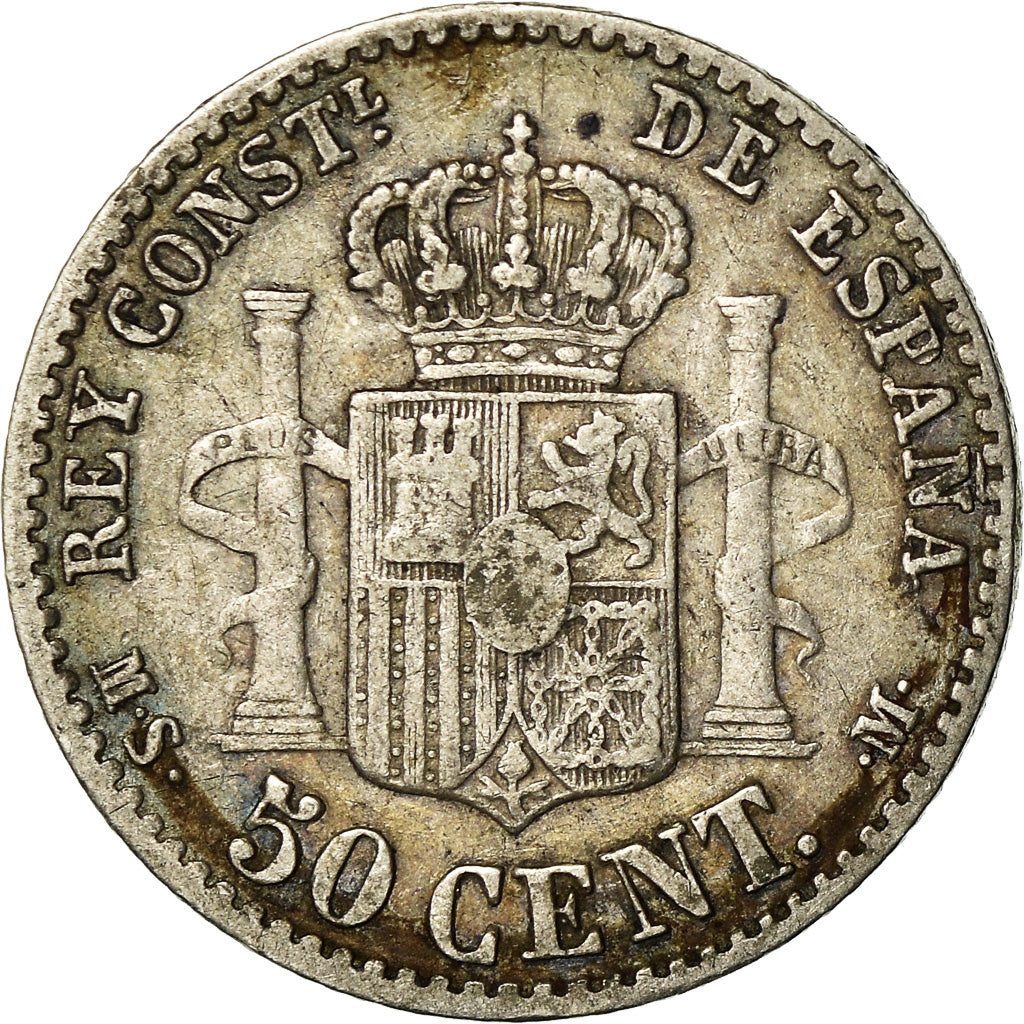 Moneta, Spagna, Alfonso XII, 50 Centimos, 1880, Madrid, BB, Argento, KM:685