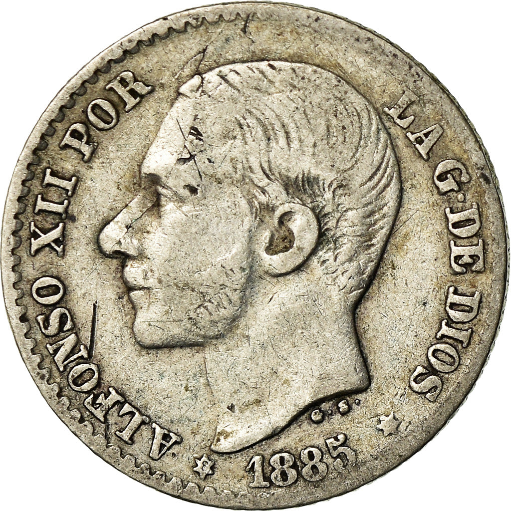 Coin, Spain, Alfonso XII, 50 Centimos, 1885, Madrid, EF(40-45), Silver, KM:685