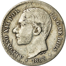 Coin, Spain, Alfonso XII, 50 Centimos, 1885, Madrid, EF(40-45), Silver, KM:685