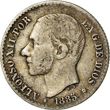 Coin, Spain, Alfonso XII, 50 Centimos, 1885, Madrid, EF(40-45), Silver, KM:685