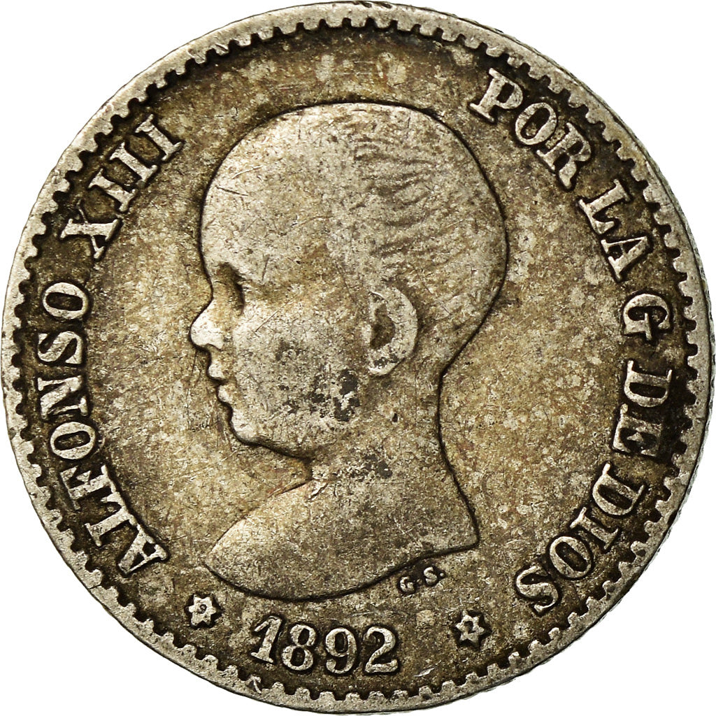 Coin, Spain, Alfonso XIII, 50 Centimos, 1892, Madrid, EF(40-45), Silver, KM:690