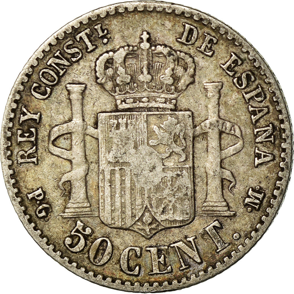 Coin, Spain, Alfonso XIII, 50 Centimos, 1892, Madrid, EF(40-45), Silver, KM:690