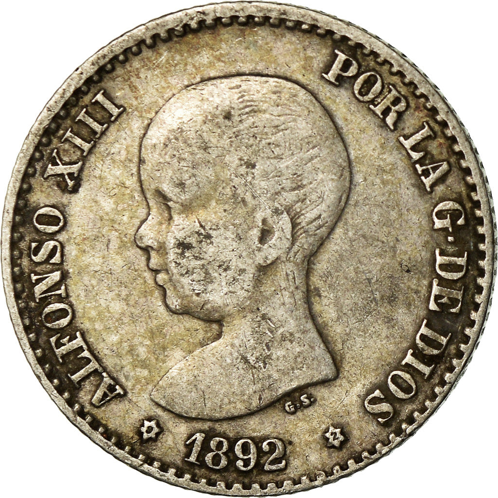 Coin, Spain, Alfonso XIII, 50 Centimos, 1892, Madrid, EF(40-45), Silver, KM:690