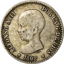 Coin, Spain, Alfonso XIII, 50 Centimos, 1892, Madrid, EF(40-45), Silver, KM:690