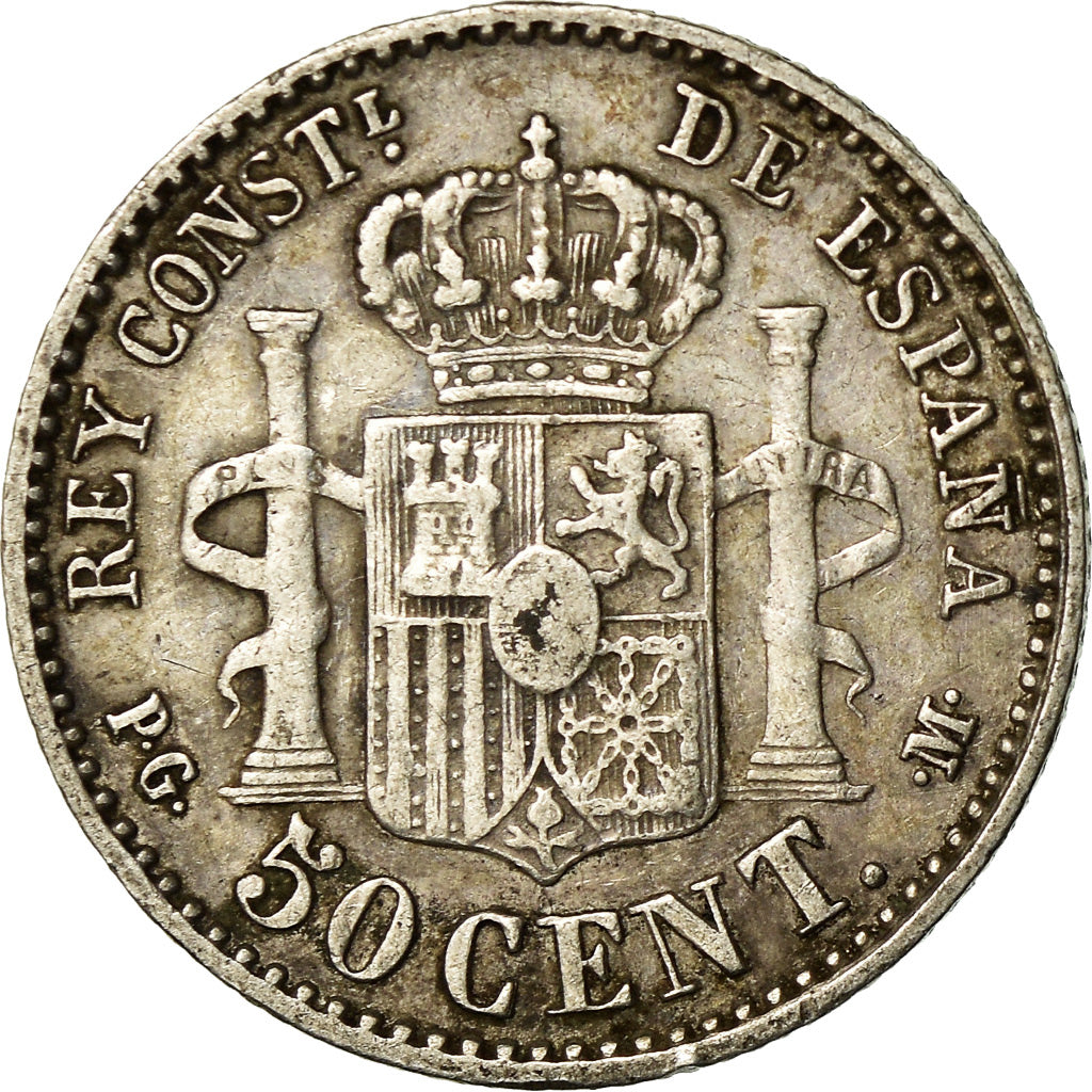 Coin, Spain, Alfonso XIII, 50 Centimos, 1892, Madrid, EF(40-45), Silver, KM:690