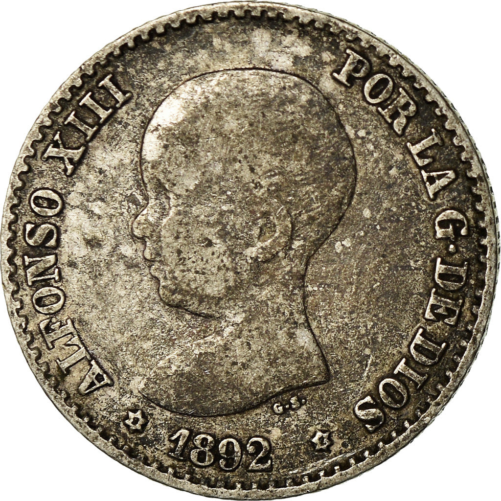 Coin, Spain, Alfonso XIII, 50 Centimos, 1892, Madrid, EF(40-45), Silver, KM:690