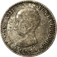 Coin, Spain, Alfonso XIII, 50 Centimos, 1892, Madrid, EF(40-45), Silver, KM:690