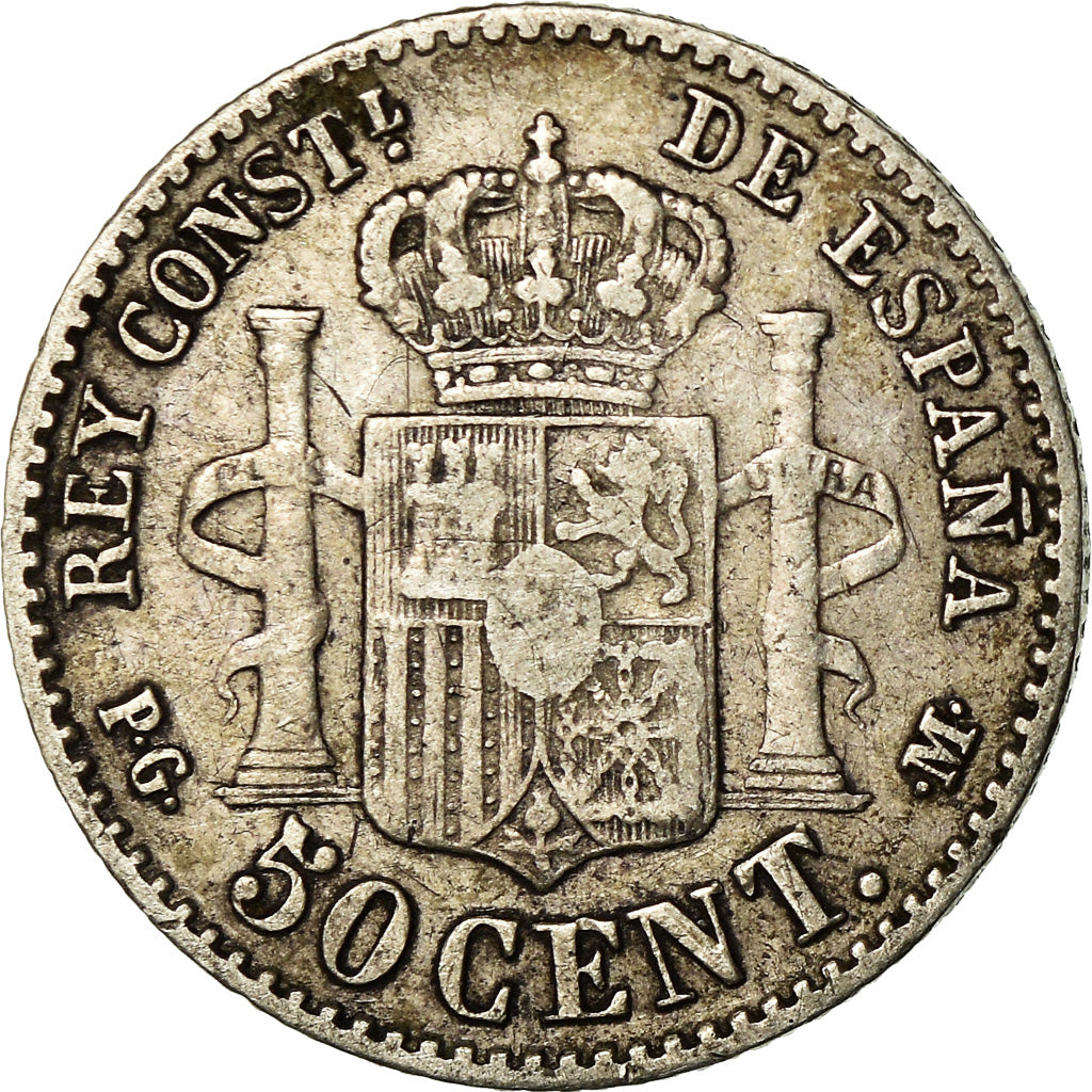 Coin, Spain, Alfonso XIII, 50 Centimos, 1892, Madrid, EF(40-45), Silver, KM:690