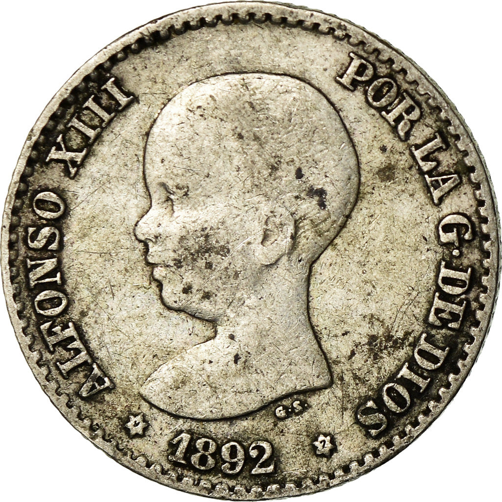Coin, Spain, Alfonso XIII, 50 Centimos, 1892, Madrid, EF(40-45), Silver, KM:690