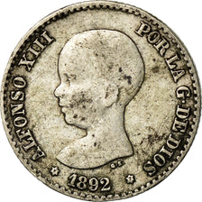 Coin, Spain, Alfonso XIII, 50 Centimos, 1892, Madrid, EF(40-45), Silver, KM:690
